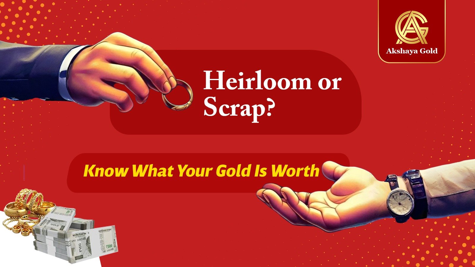 Heirloom or scrap gold being evaluated to determine its true value and purity