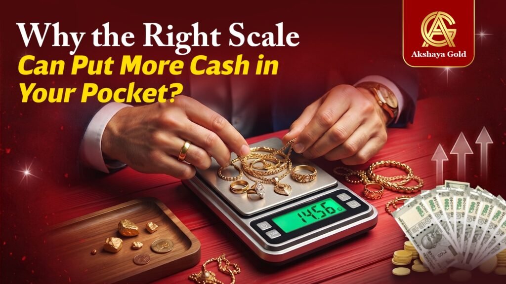 Digital gold weighing scale used by the best gold buyers in Bangalore for accurate gold valuation.